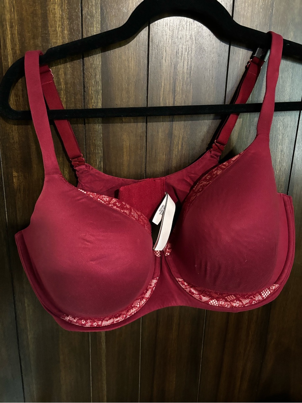 Victoria's Secret Underwire Full-Coverage Bra - Wine Red with lace